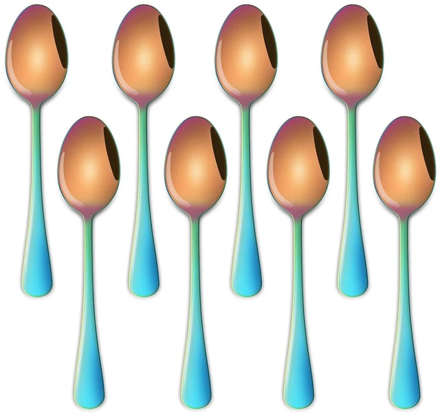 Main image of 4.7 Inch Colorful Rainbow Mini Esprsso & Coffee & Tea Spoon Set of 8 | Premium Stainless Steel; PVD Coating; Mirror Finishing; Dishwasher Safe; Set Of 8