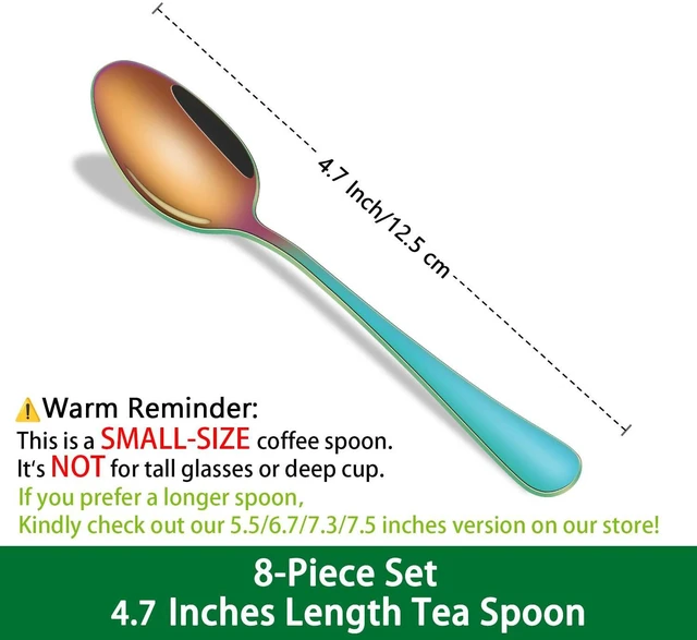 Alt view image 2 of 7 - 4.7 Inch Colorful Rainbow Mini Esprsso & Coffee & Tea Spoon Set of 8 | Premium Stainless Steel; PVD Coating; Mirror Finishing; Dishwasher Safe; Set Of 8