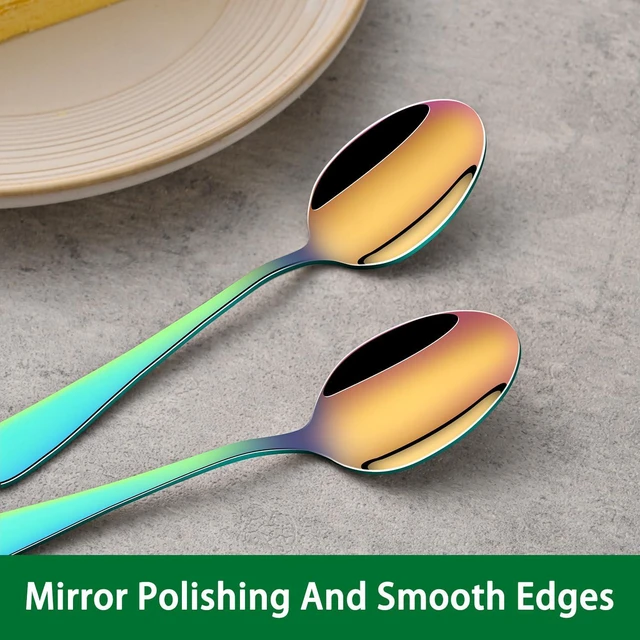 Alt view image 4 of 7 - 4.7 Inch Colorful Rainbow Mini Esprsso & Coffee & Tea Spoon Set of 8 | Premium Stainless Steel; PVD Coating; Mirror Finishing; Dishwasher Safe; Set Of 8