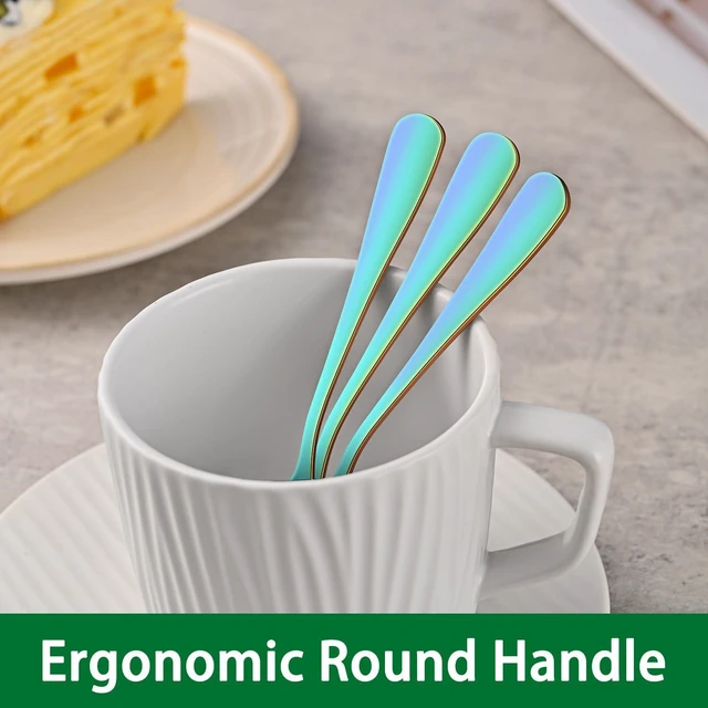 Alt view image 5 of 7 - 4.7 Inch Colorful Rainbow Mini Esprsso & Coffee & Tea Spoon Set of 8 | Premium Stainless Steel; PVD Coating; Mirror Finishing; Dishwasher Safe; Set Of 8