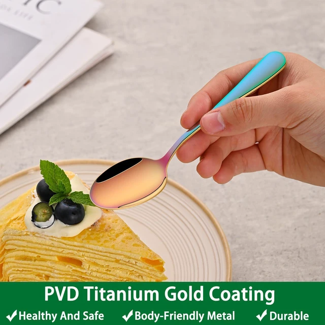 Alt view image 6 of 7 - 4.7 Inch Colorful Rainbow Mini Esprsso & Coffee & Tea Spoon Set of 8 | Premium Stainless Steel; PVD Coating; Mirror Finishing; Dishwasher Safe; Set Of 8