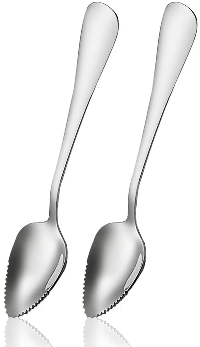 Main image of Spoon Serrated Edge Grapefruit Knife Stainless Steel Grapefruit Utensil Tool Dessert Spoons for Citrus Lemon Kiwi Salads Melon Lime Pitaya Apple Fruit Puree (2 PCS)