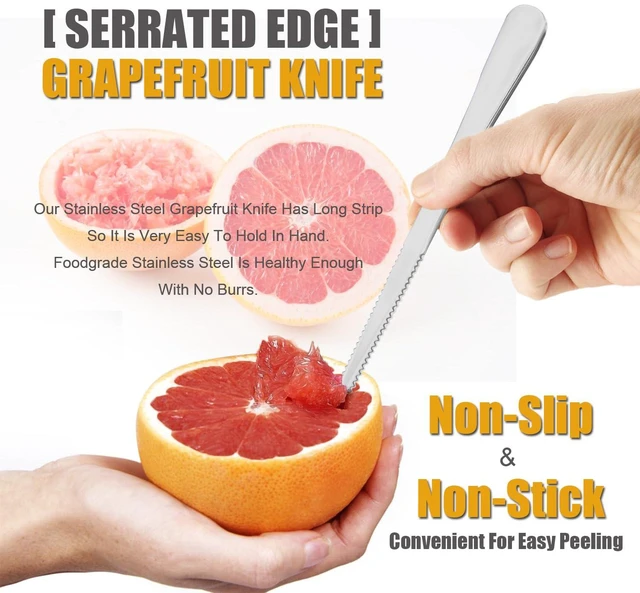Alt view image 3 of 7 - Spoon Serrated Edge Grapefruit Knife Stainless Steel Grapefruit Utensil Tool Dessert Spoons for Citrus Lemon Kiwi Salads Melon Lime Pitaya Apple Fruit Puree (2 PCS)