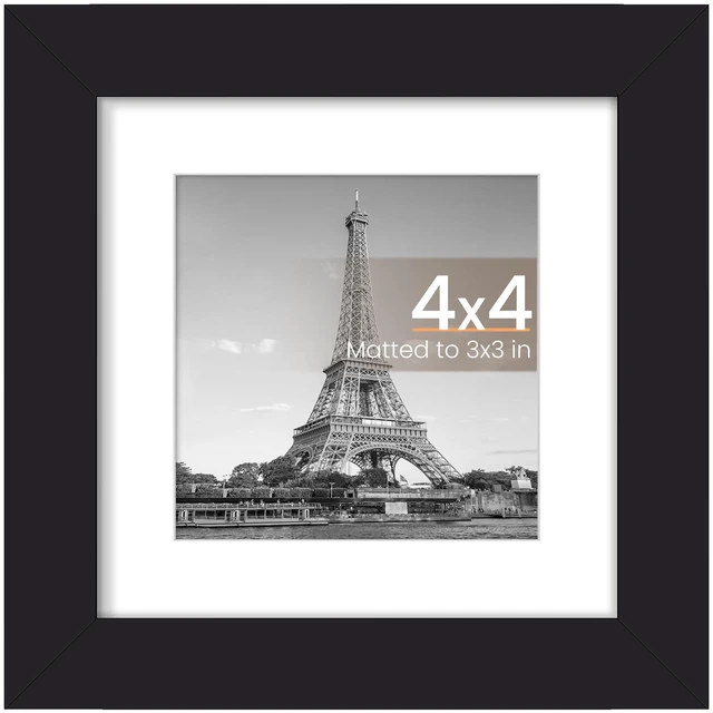 Main image of 4x4 Picture Frame, Wall Decor Photo Frames, Black 1 Pack | 3x3 Square Frame with Mat for Gallery Wall, Family, Baby, Dog, Dorm, Christmas