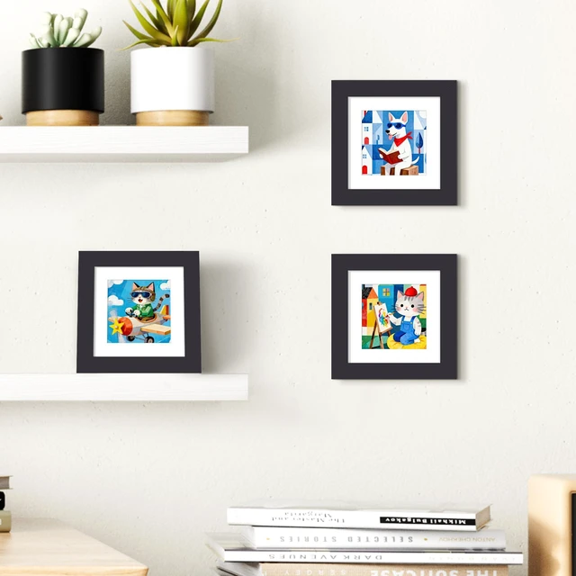 Alt view image 3 of 5 - 4x4 Picture Frame, Wall Decor Photo Frames, Black 1 Pack | 3x3 Square Frame with Mat for Gallery Wall, Family, Baby, Dog, Dorm, Christmas