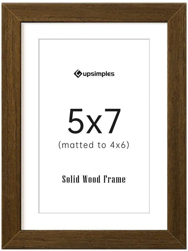 Main image of 5x7 Picture Frame Solid Wooden, Nursery Decor, 1Pack Brown | 100% Solid Wood, Fit 4x6 with Mat and 5 x 6 Photo, Wall Decor or Tabletop Display, Safe For Nursery Kids Room