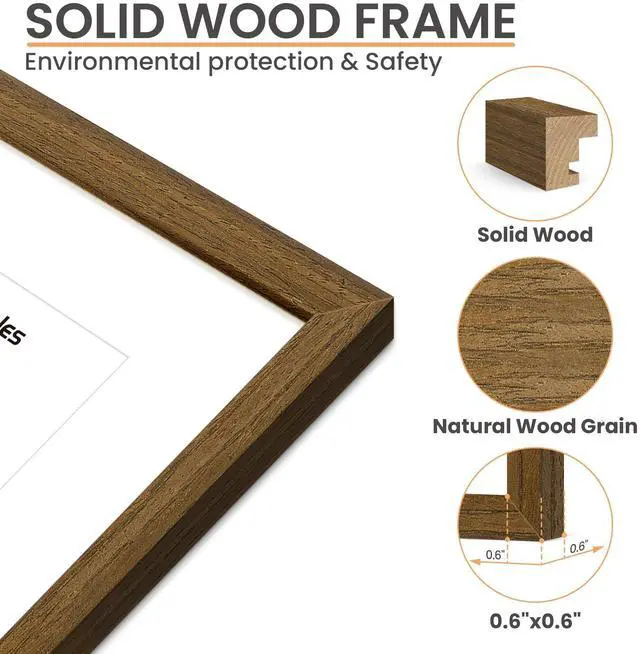 Alt view image 3 of 6 - 5x7 Picture Frame Solid Wooden, Nursery Decor, 1Pack Brown | 100% Solid Wood, Fit 4x6 with Mat and 5 x 6 Photo, Wall Decor or Tabletop Display, Safe For Nursery Kids Room