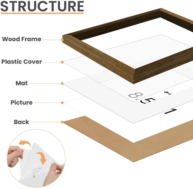 Alt view image 4 of 6 - 5x7 Picture Frame Solid Wooden, Nursery Decor, 1Pack Brown | 100% Solid Wood, Fit 4x6 with Mat and 5 x 6 Photo, Wall Decor or Tabletop Display, Safe For Nursery Kids Room