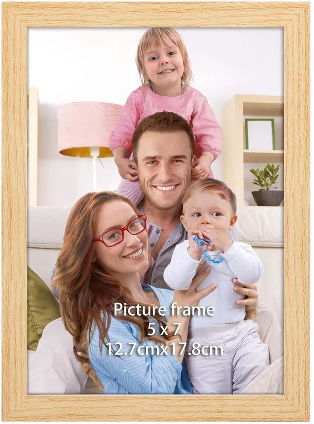 Main image of 5x7 Picture Frame Natural Woodgrain, 5 by 7 Thin Photo Frame for Wall Tabletop Display, Single