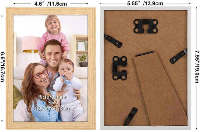 Alt view image 2 of 7 - 5x7 Picture Frame Natural Woodgrain, 5 by 7 Thin Photo Frame for Wall Tabletop Display, Single