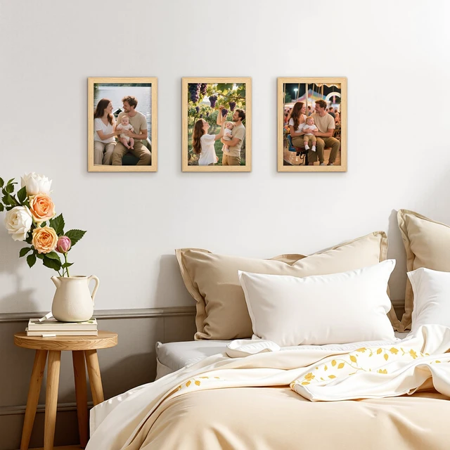 Alt view image 4 of 7 - 5x7 Picture Frame Natural Woodgrain, 5 by 7 Thin Photo Frame for Wall Tabletop Display, Single