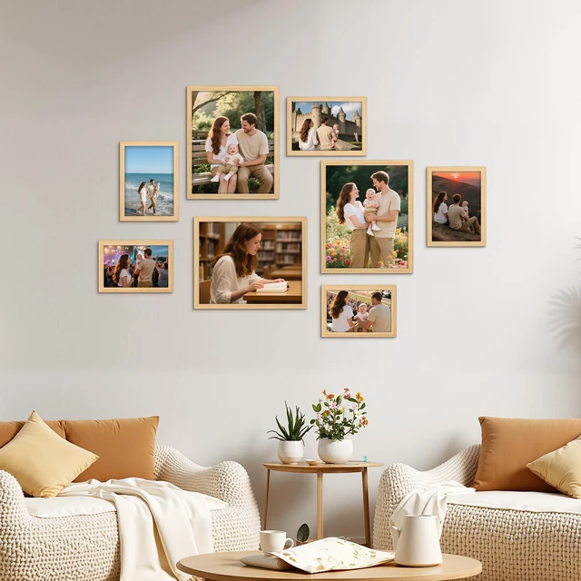 Alt view image 5 of 7 - 5x7 Picture Frame Natural Woodgrain, 5 by 7 Thin Photo Frame for Wall Tabletop Display, Single
