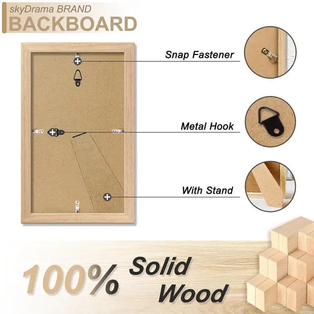 Alt view image 5 of 7 - Solid Wood 5x9 Picture Frame with Natural Wood Grain 2 Packs | 5 x 9 Frame Rectangular Display 5by9 inch Photo Poster Tabletop and Wall Mount Horizontally/Vertically