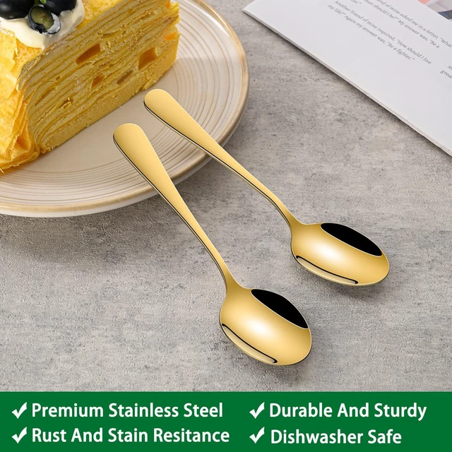 Alt view image 3 of 7 - 4.7 Inch Gold Little Metal Coffee & Tea & Espresso Spoons Set of 8 | Premium Stainless Steel; PVD Coating; Dishwasher Safe; Mirror Finishing; Set of 8;