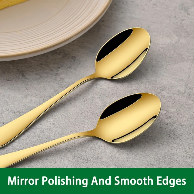 Alt view image 4 of 7 - 4.7 Inch Gold Little Metal Coffee & Tea & Espresso Spoons Set of 8 | Premium Stainless Steel; PVD Coating; Dishwasher Safe; Mirror Finishing; Set of 8;