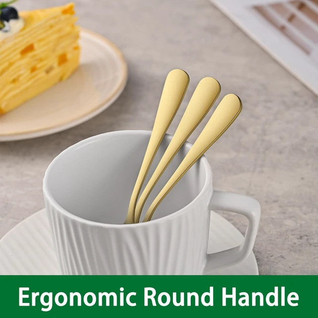 Alt view image 5 of 7 - 4.7 Inch Gold Little Metal Coffee & Tea & Espresso Spoons Set of 8 | Premium Stainless Steel; PVD Coating; Dishwasher Safe; Mirror Finishing; Set of 8;