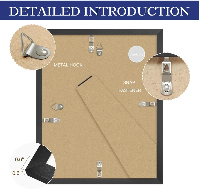 Alt view image 3 of 7 - 8x10 Picture Frame, Black Photo Frame for Tabletop and Wall Display, Minimalist Design, Set of 1