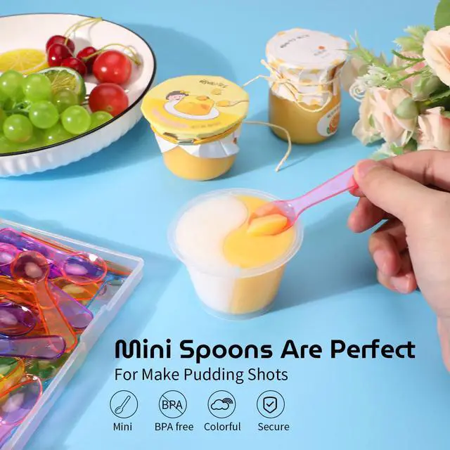 Alt view image 4 of 6 - AMEILOZ 3 Inch Tiny Mini Tasting Spoons Colored Disposables Small Taster Spoon, Mini Sampling Spoon for Desserts Pudding Jello Shots Ice Cream (1 Pack of 30 PCS)