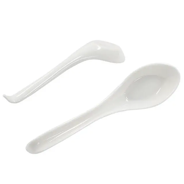 Alt view image 4 of 7 - Asian Soup Spoons, 2PCS, White Melamine | Chinese Japanese Miso Ramen, Wonton Dumpling Pho, Rice Noodle Soba