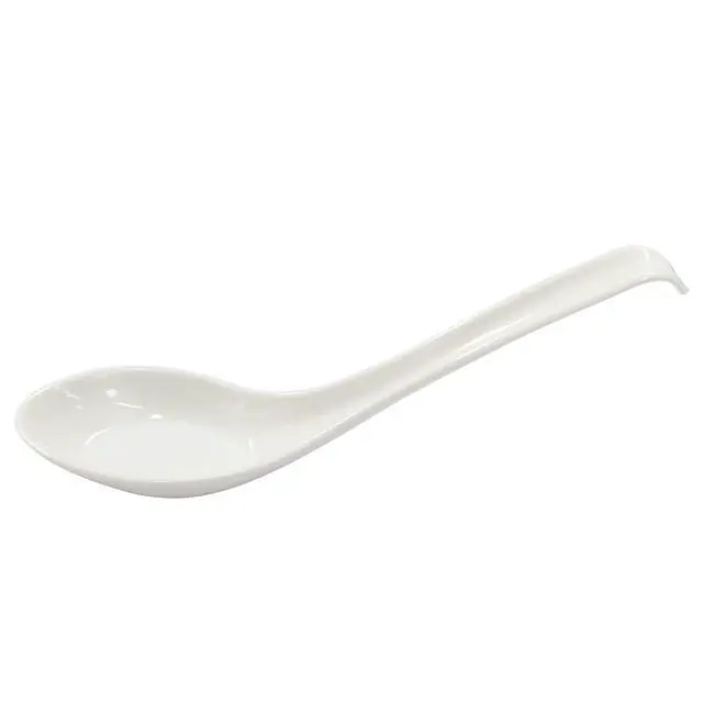 Alt view image 3 of 7 - Asian Soup Spoons, 2PCS, White Melamine | Chinese Japanese Miso Ramen, Wonton Dumpling Pho, Rice Noodle Soba