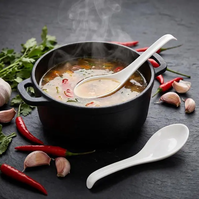 Alt view image 5 of 7 - Asian Soup Spoons, 2PCS, White Melamine | Chinese Japanese Miso Ramen, Wonton Dumpling Pho, Rice Noodle Soba