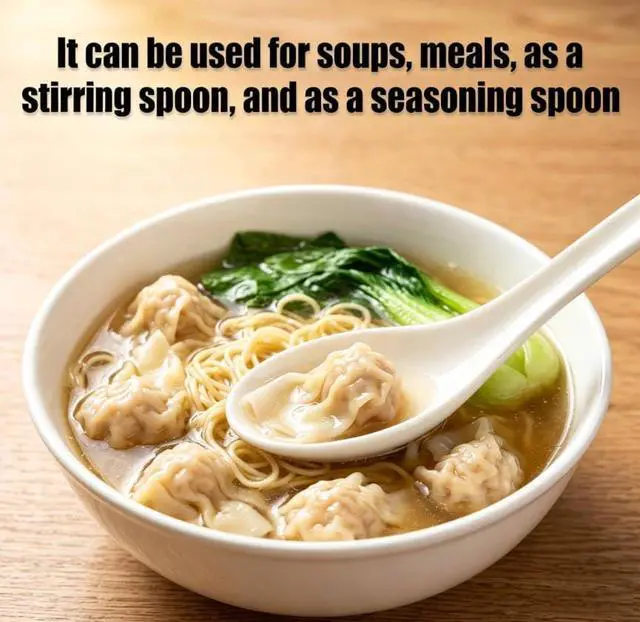 Alt view image 6 of 7 - Asian Soup Spoons, 2PCS, White Melamine | Chinese Japanese Miso Ramen, Wonton Dumpling Pho, Rice Noodle Soba
