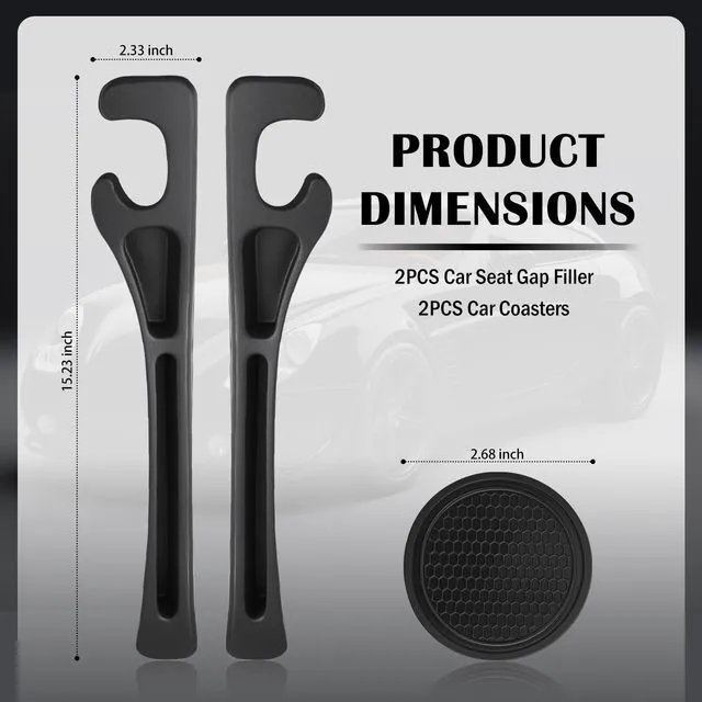 Alt view image 2 of 7 - 2-in-1 Car Seat Gap Filler Organizer & Car Coasters for Cup Holders Set,New Cars Seat Gap Plug with Storage Slot,Universal in Between Cars Seats Catcher Fit for Trucks SUVs