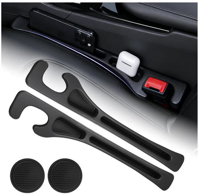 Main image of 2-in-1 Car Seat Gap Filler Organizer & Car Coasters for Cup Holders Set,New Cars Seat Gap Plug with Storage Slot,Universal in Between Cars Seats Catcher Fit for Trucks SUVs