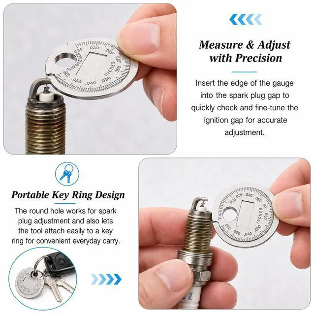 Alt view image 3 of 7 - Gjinxi Spark Plug Gapper Measuring Tool Scaled from 0.020 to 0.100 Inch | Wire Spark Plug, Gap Gauge Tool, Universal Gapping Coin-Style Alloy, Adjustment Quick Check Read Maintenance, Car Accessories