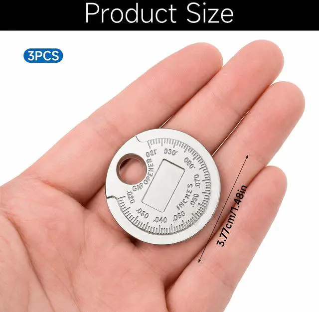 Alt view image 2 of 7 - Gjinxi Spark Plug Gapper Measuring Tool Scaled from 0.020 to 0.100 Inch | Wire Spark Plug, Gap Gauge Tool, Universal Gapping Coin-Style Alloy, Adjustment Quick Check Read Maintenance, Car Accessories