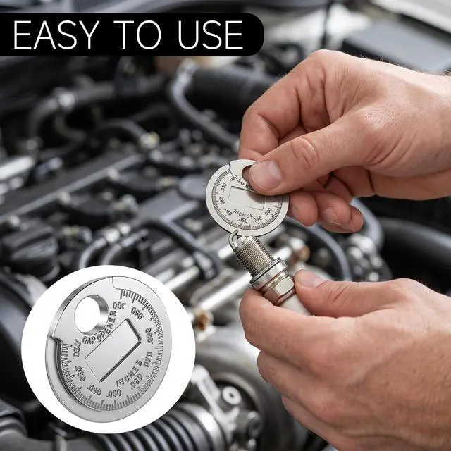 Alt view image 4 of 7 - Gjinxi Spark Plug Gapper Measuring Tool Scaled from 0.020 to 0.100 Inch | Wire Spark Plug, Gap Gauge Tool, Universal Gapping Coin-Style Alloy, Adjustment Quick Check Read Maintenance, Car Accessories