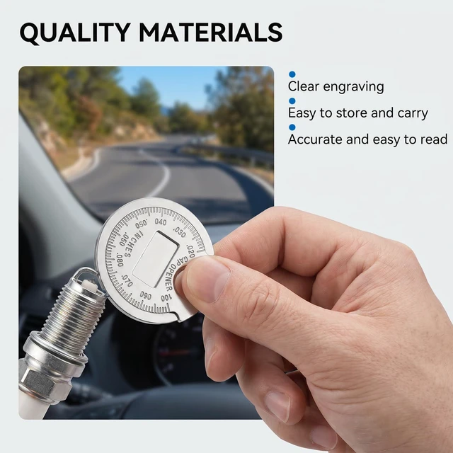 Alt view image 6 of 7 - Gjinxi Spark Plug Gapper Measuring Tool Scaled from 0.020 to 0.100 Inch | Wire Spark Plug, Gap Gauge Tool, Universal Gapping Coin-Style Alloy, Adjustment Quick Check Read Maintenance, Car Accessories