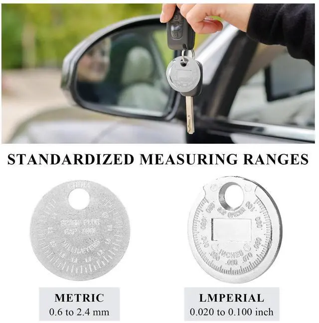 Alt view image 3 of 6 - YTFRL Spark Plug Measuring Tool, Engine Sparkplug Space Tool Scaled from 0.020 to 0.100 Inch, Universal Zinc Alloy Spark Plug Gap Gauge for Quick Reading, Car Accessories