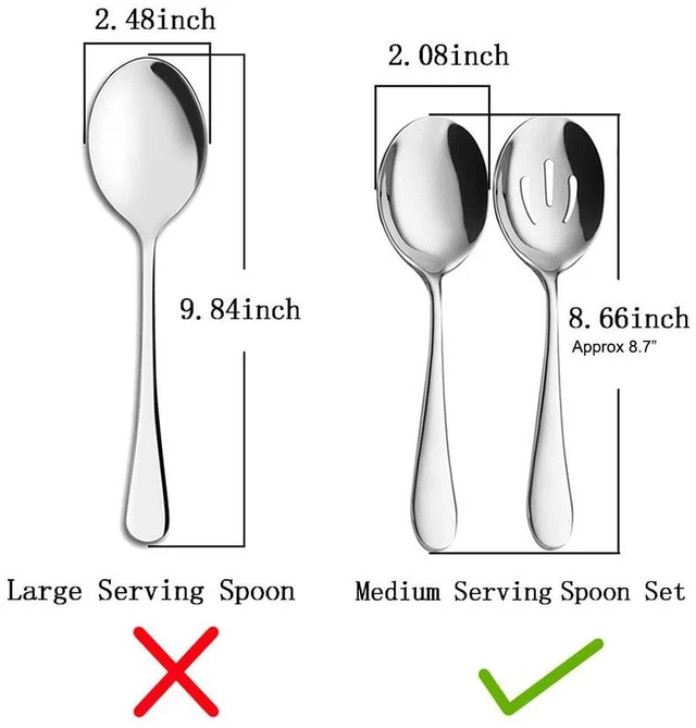 Alt view image 2 of 7 - 2 Pcs Stainless Steel Serving Utensil Set, Long Handle Serving Spoons | Slotted Spoons and Serving Spoons for Buffet, Banquet, Cooking,8.7 In,Flatware Serving Sets