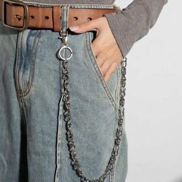 Alt view image 4 of 6 - 2 Pcs Skull Wallet Chain, Vintage Jean Chain with Lobster Clasp | Metal Skeleton Biker Keychain Decorative Belt Loop Chain for Men, Women, Unisex