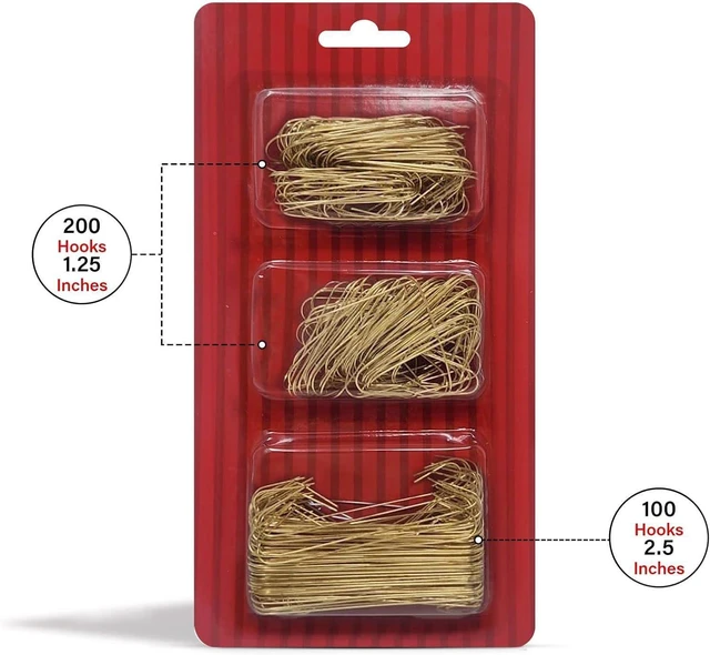 Alt view image 2 of 7 - Ornament Hooks Bexter 300 Pack Gold Metal Wire Hooks for Christmas Tree Decoration and Hanging, Holiday Decorating Hooks (Gold) (Happy Holidays!)