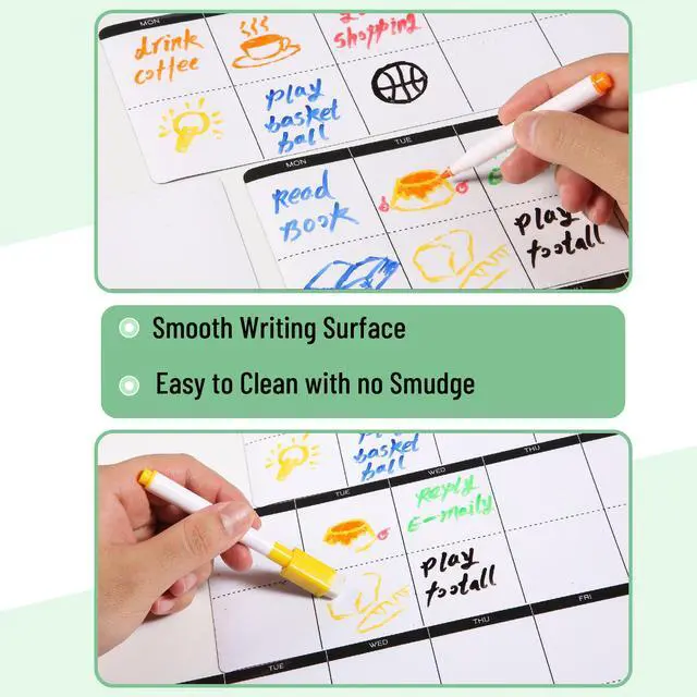 Alt view image 4 of 7 - 4" x 12" Dry Erase Magnetic Weekly Planner for Fridge, 11 pcs | 4x Weekly Chore Chart, 6x Colorful Whiteboard Markers and 6" x 4" Magnetic Whiteboard Note