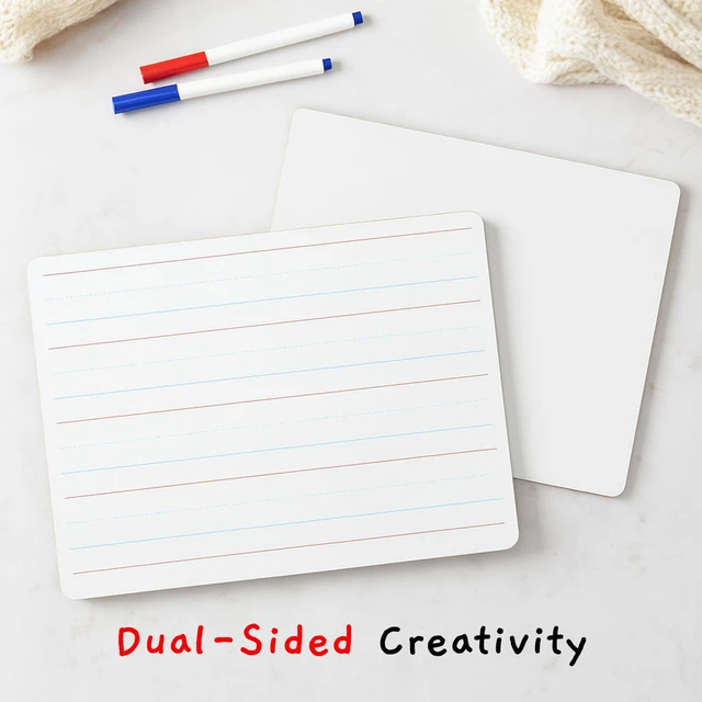 Alt view image 5 of 7 - 1 Small Dry Erase Board for Kids - White Board for Kids | Individual Dry Erase Board for Kids - Portable Kids Mini Whiteboard | Double Sided Small White Boards | Lined and Plain, 9"x12"