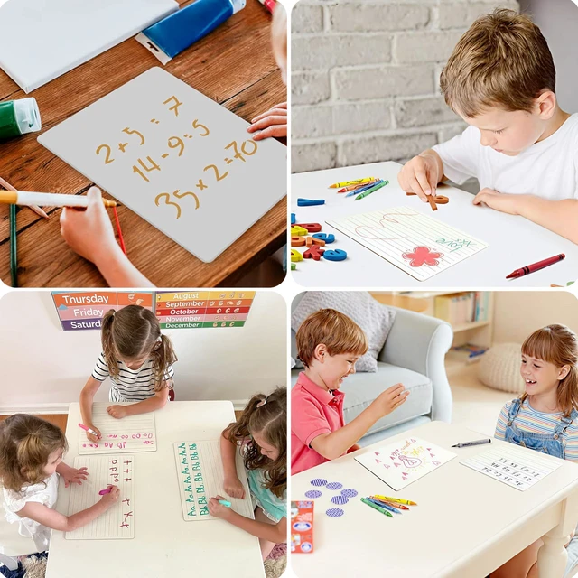 Alt view image 7 of 7 - 1 Small Dry Erase Board for Kids - White Board for Kids | Individual Dry Erase Board for Kids - Portable Kids Mini Whiteboard | Double Sided Small White Boards | Lined and Plain, 9"x12"