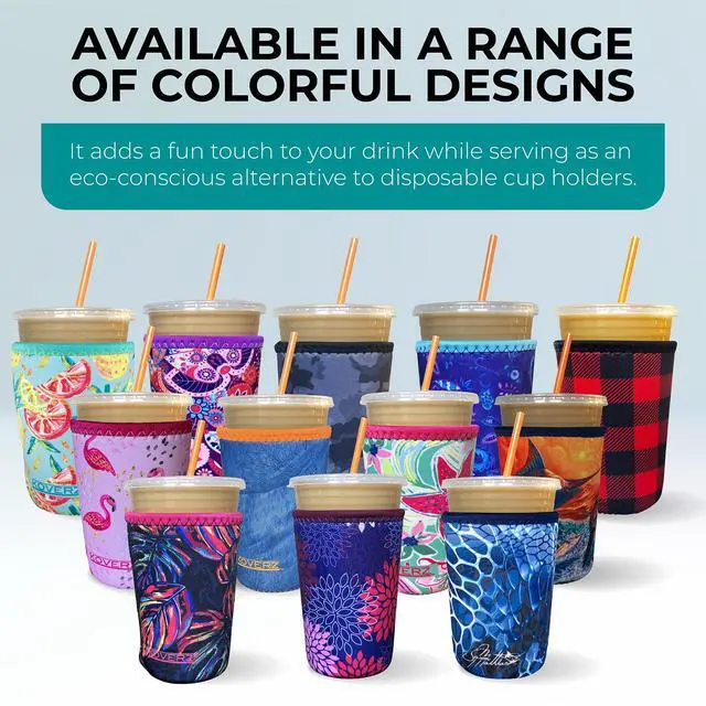 Alt view image 3 of 7 - Koverz Iced Coffee Sleeve, Insulated Neoprene Cup Sleeve, Fits a 24 Oz. Coffee Cup, Washable and Reusable, Iced Coffee Accessories, Medium Paisley