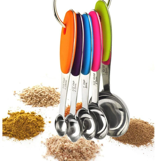 Alt view image 4 of 6 - Fsdifly-Stainless Steel Measuring Spoons 5 Piece Stackable Set - Measuring Set for Cooking and Bakin (A)