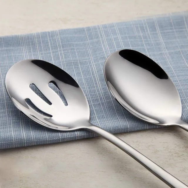 Alt view image 7 of 7 - 2 Pcs Stainless Steel Serving Utensil Set, Long Handle Serving Spoons | Slotted Spoons and Serving Spoons for Buffet, Banquet, Cooking,8.7 In,Flatware Serving Sets