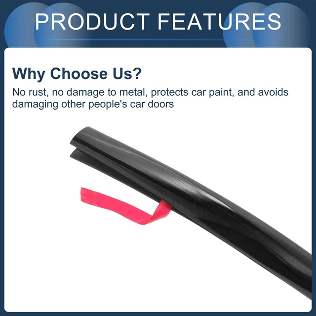 Alt view image 7 of 7 - INFINAUTO Universal Car Door Edge Guards, Exterior 9.84ft U-Shaped Door Scratch Protection Guard PVC Chrome Black, 1 Pc