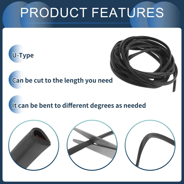 Alt view image 6 of 7 - INFINAUTO Universal Car Door Edge Guards, Exterior 9.84ft U-Shaped Door Scratch Protection Guard PVC Black, 1 Pc