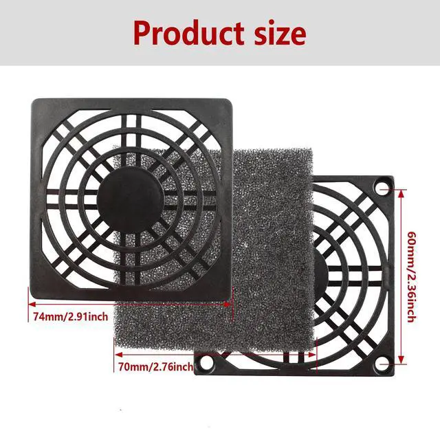 Alt view image 3 of 5 - Adyoney 4 Pcs 70mm Black Square Plastic Cooling Fan Filter Cover | Dust Screen for Filter Fan Chassis, for PC Computer Case, server Case, Mesh Design for Effective Dust Protection
