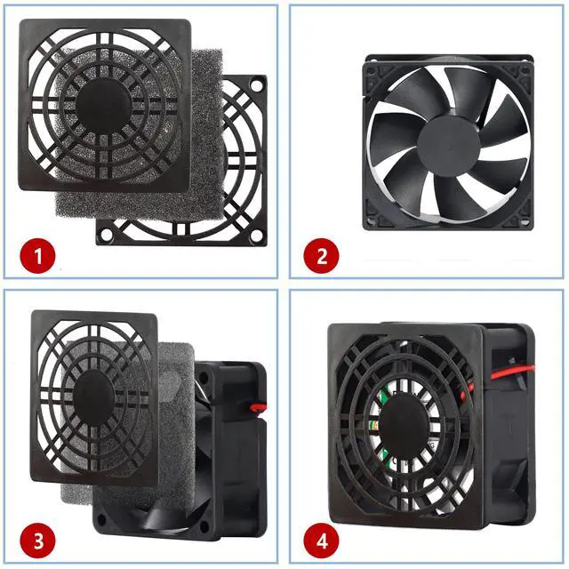 Alt view image 4 of 5 - Adyoney 4 Pcs 70mm Black Square Plastic Cooling Fan Filter Cover | Dust Screen for Filter Fan Chassis, for PC Computer Case, server Case, Mesh Design for Effective Dust Protection