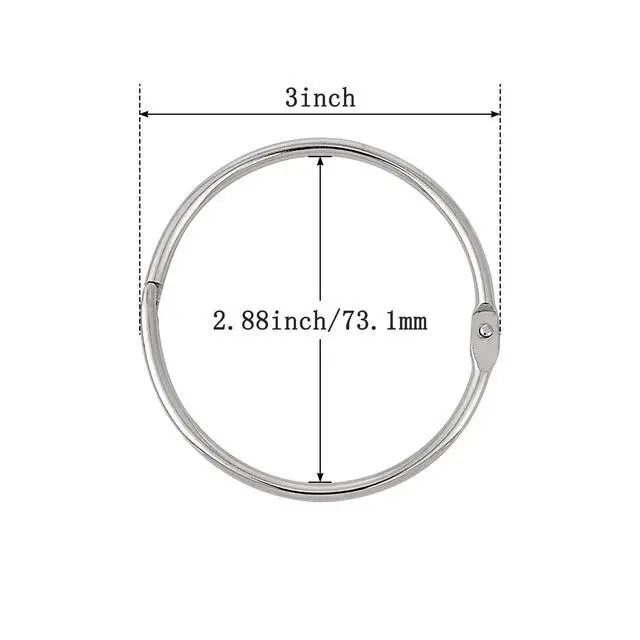 Alt view image 2 of 6 - 3Inch (6 Pack) Loose Leaf Binder Rings, Keychain Key Metal Nickel Plated Steel Binder Book Rings, Silver