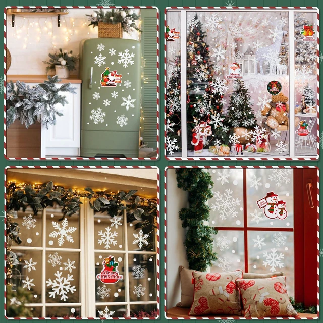 Alt view image 6 of 7 - KESOTO 96Pcs Christmas Decorations, Snowflake Window Clings, 10 Sheets | Glueless PVC Window Stickers, 3 Sizes & 3 Snowflake Designs, For Windows, Fridge Doors & Mirrors, Indoor Christmas Decor