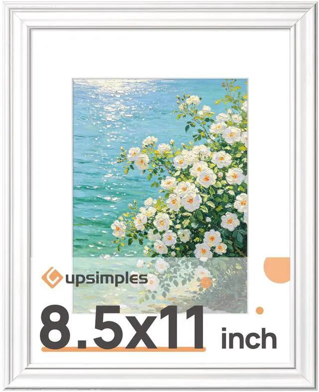 Main image of 8.5 by 11 Picture Frame, Vintage Frames Decor, 1Pack White | Fit 6x8 and 8.5x11 Photo, Wall or Tabletop Display, Antique-style Decoration, Rustic Farmhouse Decor, For Weddings