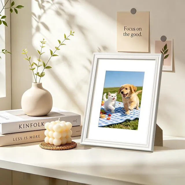 Alt view image 6 of 7 - 8.5 by 11 Picture Frame, Vintage Frames Decor, 1Pack White | Fit 6x8 and 8.5x11 Photo, Wall or Tabletop Display, Antique-style Decoration, Rustic Farmhouse Decor, For Weddings